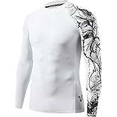 HUGE SPORTS Men's Swim Shirts Long Sleeve UPF 50+ Rash Guard Sun Shirts UV Sun Protection