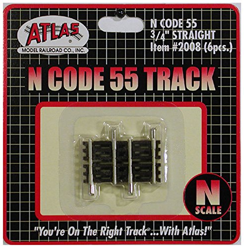 N Code 55 Nickel Silver .75" Straight Track (6) Atlas Trains