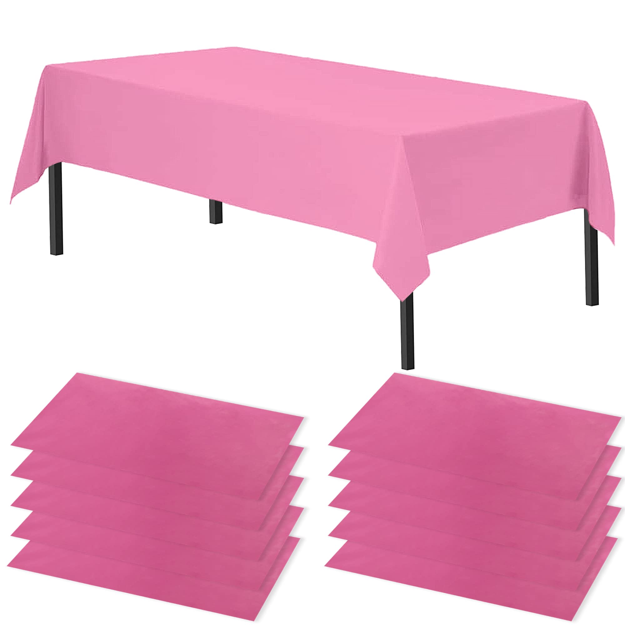 Time to Sparkle 10 Pack Plastic Tablecloths 54" x 108" Plastic Dining Table Cloth Premium Rectangle Table Cover for Parties Wedding Banquet etc Indoor Or Outdoor(Pink) — image 1