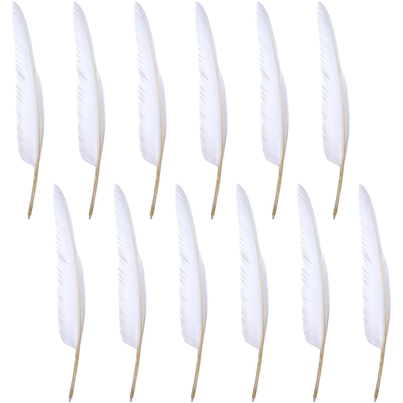 BANBAN 12PCS Feather Pen - Elegant Goose Feather Ballpoint Pen - Purple Retro Feather Quill Ball Pen (White)