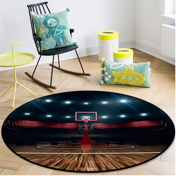 Amazon.de: MISLD Runde Teppiche Basketballspiel, Wohnzimmer-Dekoration
