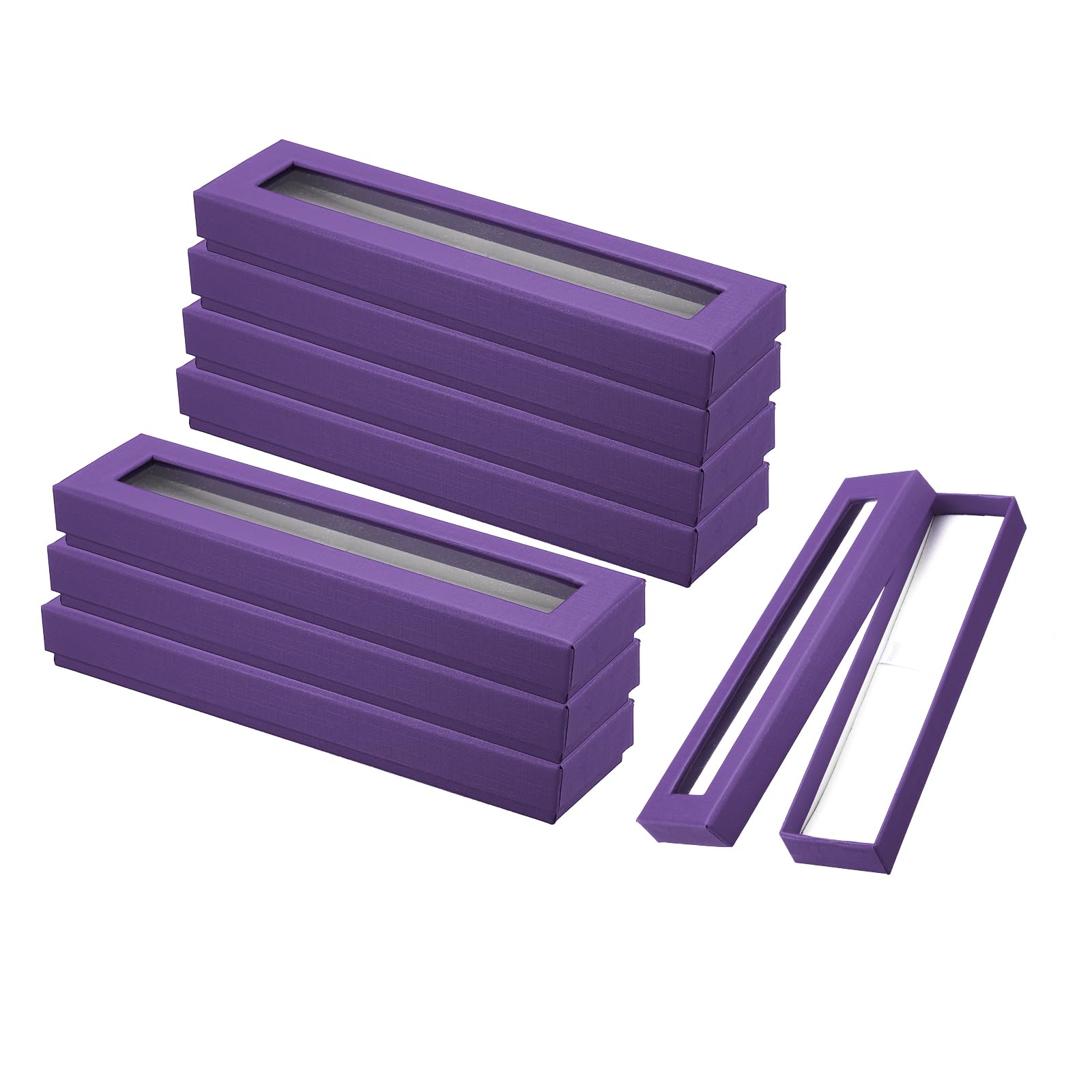 PATIKIL Pen Gift Box, 8 Pack Empty Pen Case Cardboard Case with Clear Window Pen Presentation Display Box for Pencil Ballpoint Jewelry Business Office, Purple