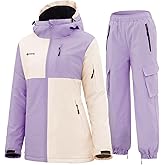 GEMYSE Women's Ski Snow Jackets and Pants Set Windproof Waterproof Snowsuit Warm Winter Snowboarding Insulated Coat