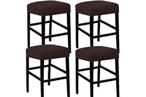 DEBRUYNE ANWUCHEN Stool Covers Rectangle,4 Pack Elastic Rectangle Bar Stool Covers Elastic Vanity Stool Cover Jacquard Chair Seat Slipcover Counter Stool Cover Saddle Seat Cover for Wooden Metal Bench(Coffee)