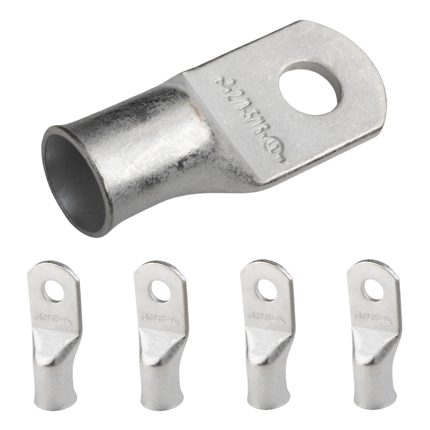 SELTERM 2/0 AWG (70 mm²) - 5/16" (M8) ⌀ Hole UL Marine Grade Wire Lugs, Battery Cable Ends, Tinned Copper Eyelets, Tubular Ring Terminal Connectors [B78] - 5 Pack