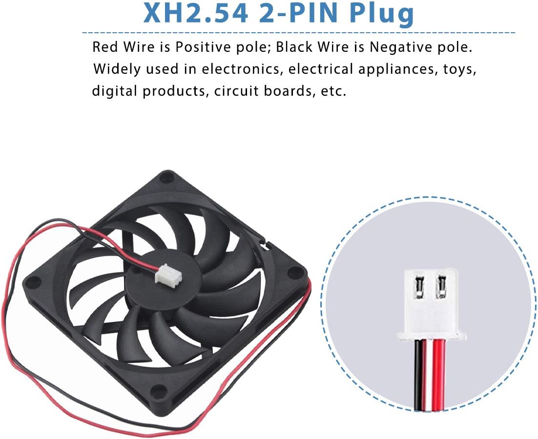 GDSTIME 2 x 80mm Fan 12V Cooling Fan 80mm 10mm Computer Fans 2500 RPM 2Pin Axial Cooling For PC Game Console Router Cabinet DVR Exhaust Ventilation Replacement - Image 4