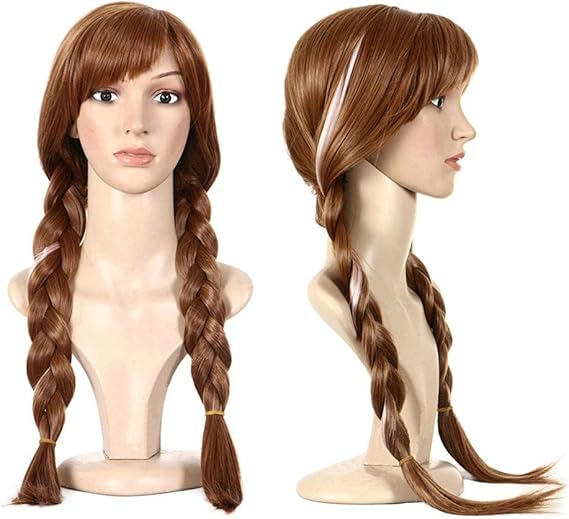 Amazon Cyctech 70cm コスプレ ウィッグ アナと雪の女王 人形 エルサ アナ 雪 プリンセス シリーズ 女の子 髪 自然な見た目のウィッグ 70cm ブラウン Cyctech コスプレ 仮装 通販