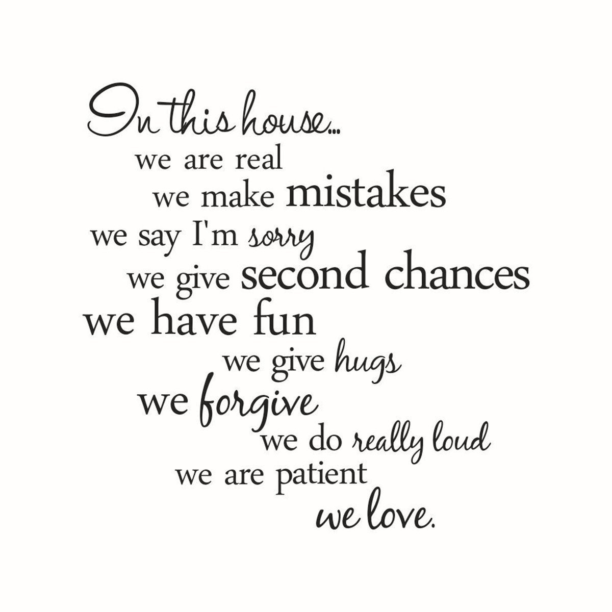 WINOMO Removable Wall Stickers in This House Quote Wall Decal Family Quotes Stickers Home Room Decoration DIY Vinyl