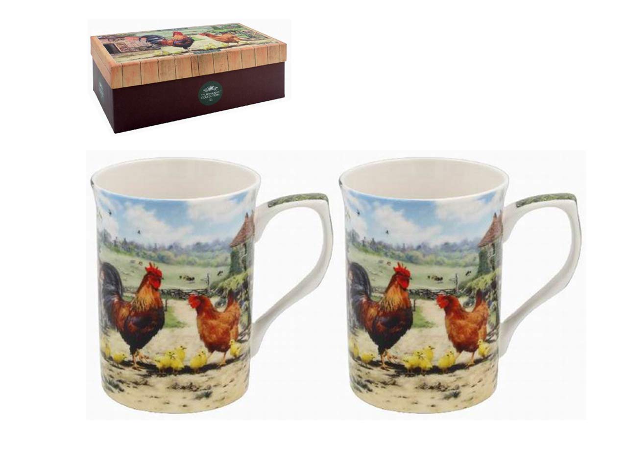 Lesser & Pavey Set of 2 Mugs - Rooster and Hen