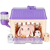 Little Live Pets Bunny Mini Interactive Toy Set, Hutch Animal Playset with 3 Surprise Babies, 20+ Sounds, Bunny Accessories for Girls Ages 3+