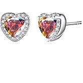 Austrian Crystal Halo Heart Stud Earrings for Women Fashion 925 Sterling Silver Hypoallergenic Jewelry