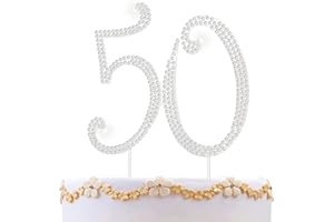 ZKPTOPS 50 Cake Topper 50th Anniversary Birthday Wedding Diamond Cake Topper for Women 50 Sparkle Bling Rhinestone Cake Decoration Party Supplies Keepsake, Silver