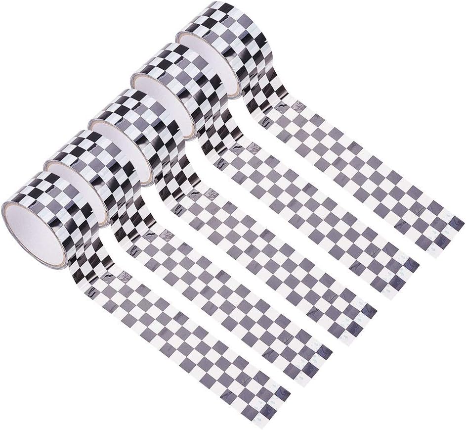 WANDIC Checkered Flag Tape, 5 Rolls Black and White Checkerboard Tape