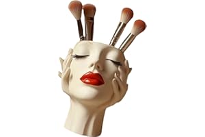 Compact Female Head Brush Holder Resin Ideal for Beauty Tools and Decoration Women Cosmetic