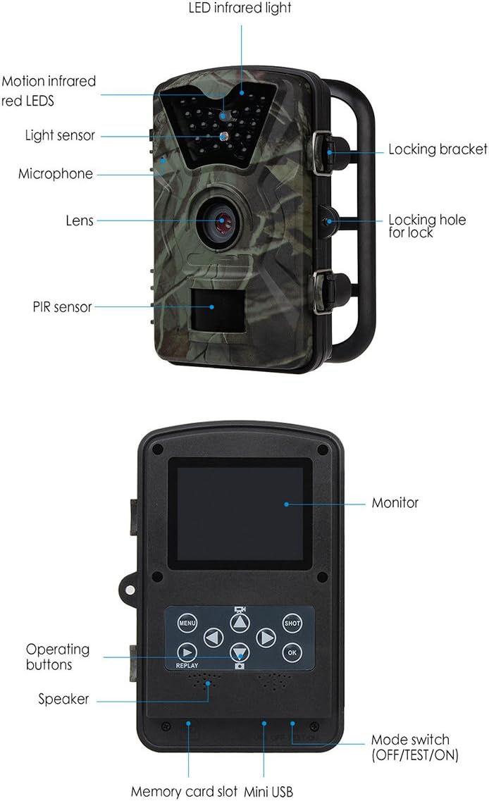 Amazon ワイルドアニマルトレイルカメラ12mp 1080p 940nmは 野生動物の写真やビデオを撮影するために使用されています2 31インチtftスクリーントラッキング監視ハンティングカメラカモフラージュ Ymxljj スポーツ アウトドア