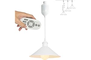 SKIVTGLAMP Adjustable Height H Type Track Pendant Lighting 4 Ft Macaron Style White Iron Dimmable Remote Control with Stepless dimming Auto Retractable Pendant Light Decorate for Kids' Room