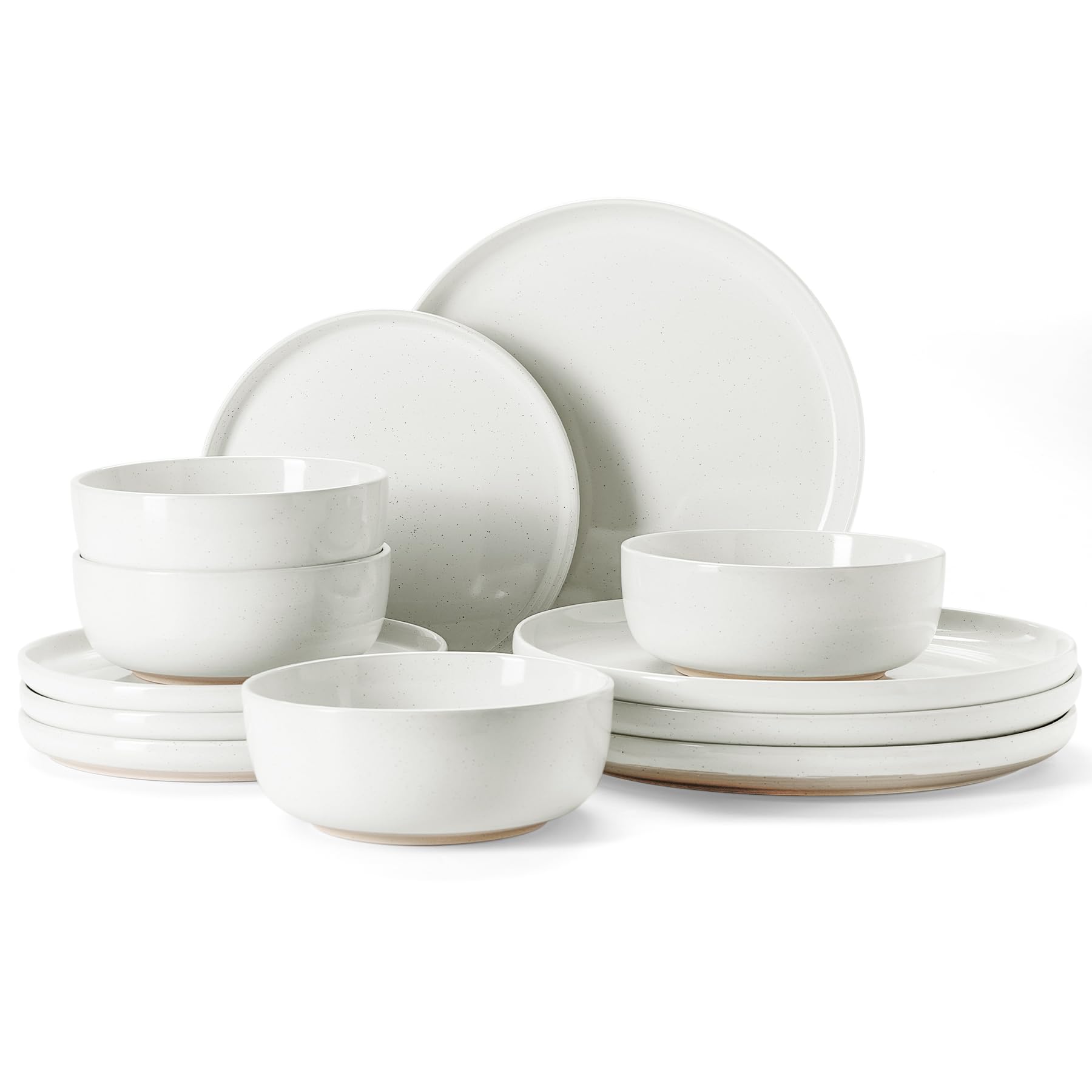 Photo 1 of Famiware Milkyway Plates and Bowls Set, 12 Pieces Dinnerware Sets, Dishes Set for 4, White