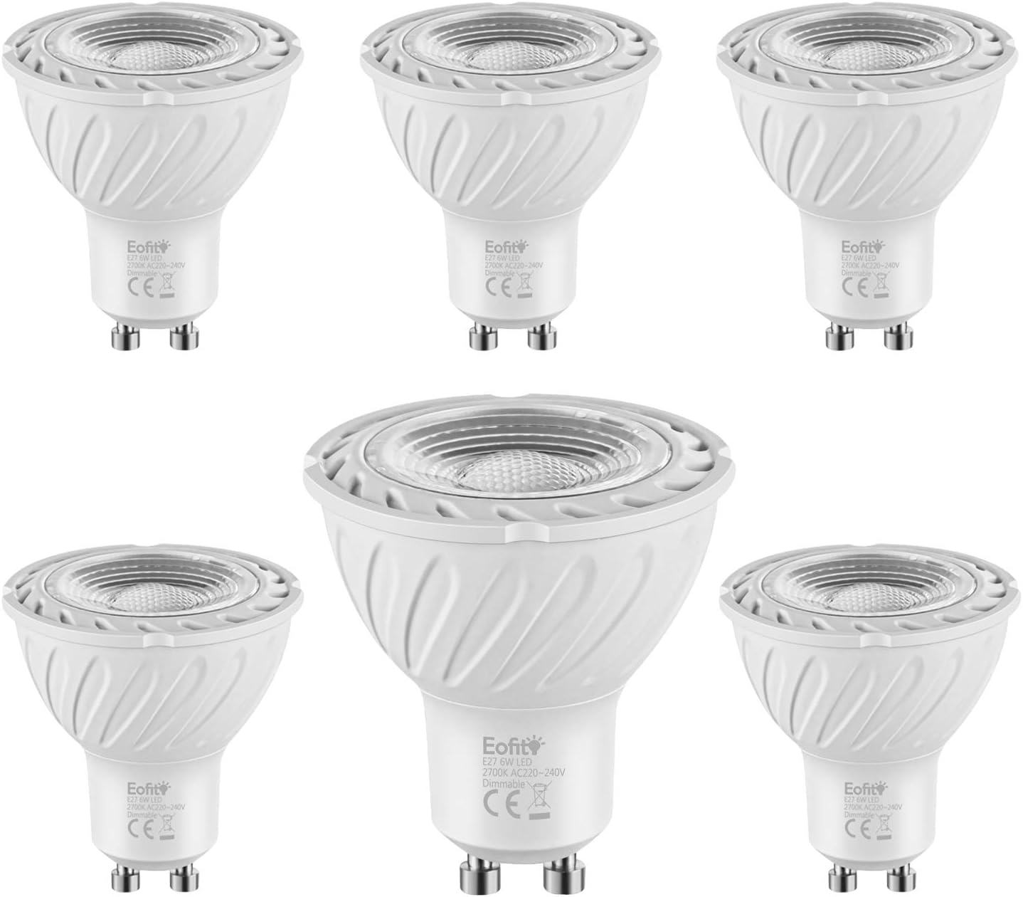 Ampoule GU10 LED Dimmable, Eofiti 6W LED GU10 Dimmable 2700K Equivalent