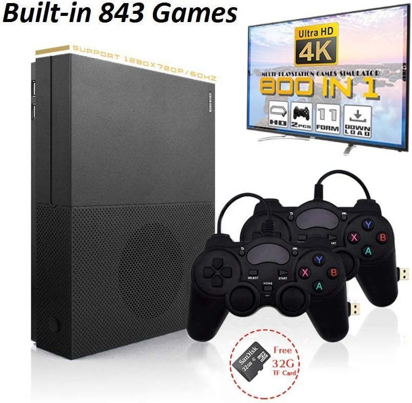 Anbernic Retro Game Console , 4K HDMI TV Output Video Game Console Built-in 843 Classic Game Console with 2PCS Joystick - Black