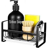 TEZZ Sponge Holder for Kitchen Sink- Stainless Steel Kitchen Sink Caddy for Organizing Sponge, Brush & Soap Dish Dispenser, c