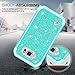 LeYi for Galaxy S6 Active Glitter Case with Tempered Glass Screen Protector [2 Pack], Cute Girls Women Dual Layer Protective Phone Case for Samsung Galaxy S6 Active SM-G890 Mint (Not Fit Galaxy S6)