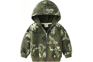 NautySaurs Boys Zip-up Dinosaur Hoodies Toddler Light Jackets Zipper Sweatshirt