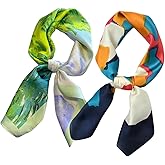Rcrawica Silk Feeling Bandana Scarf for Women Head Hair Neck Satin Scarves Wraps 27.5" Handbag Accessories Western Scarves