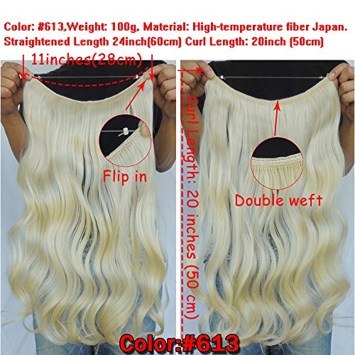 Secret Halo Hair Extensions Flip in Curly Wavy Hair Extension Synthetic Women Hairpieces 20" (Blonde #613)