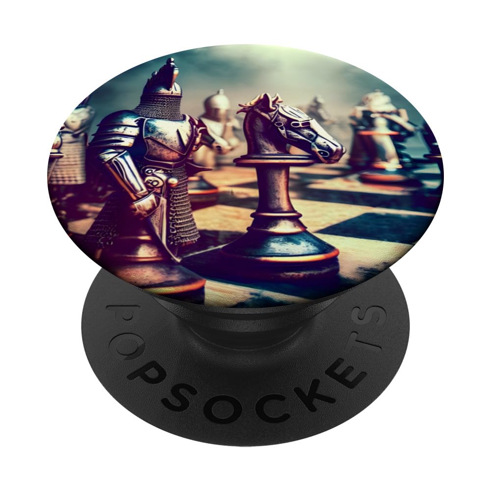 Chess pieces in medieval armor, Chess AI art PopSockets Swappable PopGrip