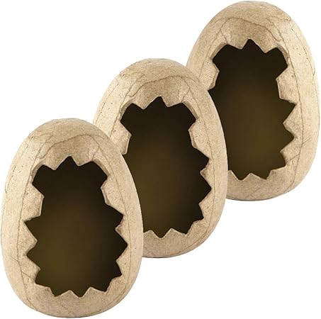 3 Large 12cm Paper Mache Open Fronted Easter Egg Shells To
