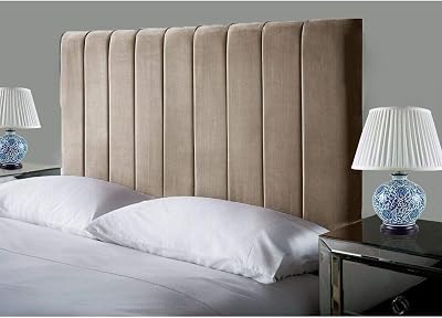 Affordable Luxury Portland Lined Headboard 4Ft6 Pebble Velvet for Divan Beds