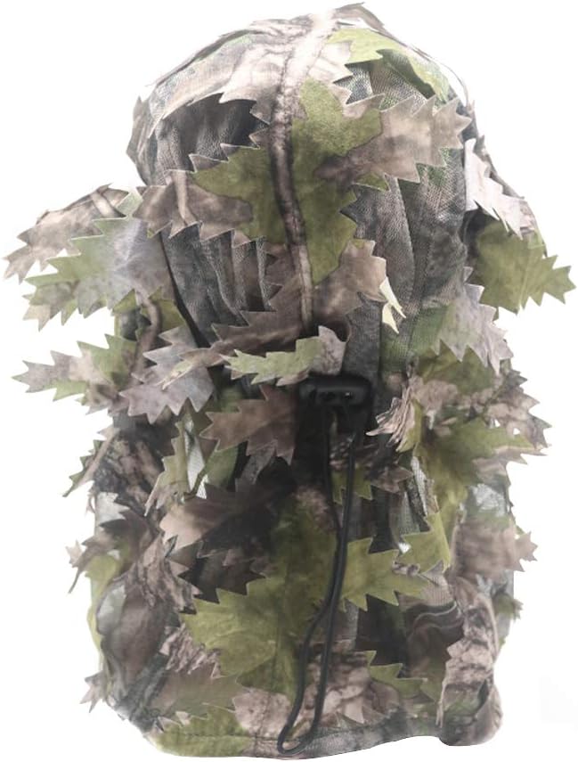 EAmber Ghillie Camouflage Leafy Hat 3D Full Face Mask Headwear Turkey Realtree Camo Hunter Hunting Accessories (Green Woodland Forest) : Sports & Outdoors