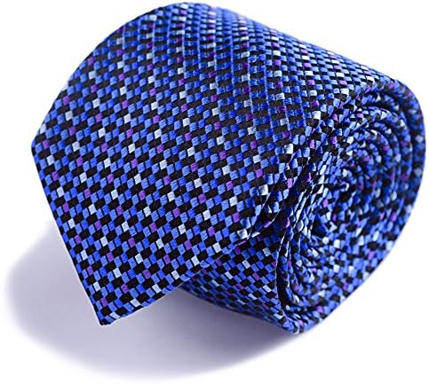 Qobod classic ties mens silk neckties gift boxes light blue purple black grid