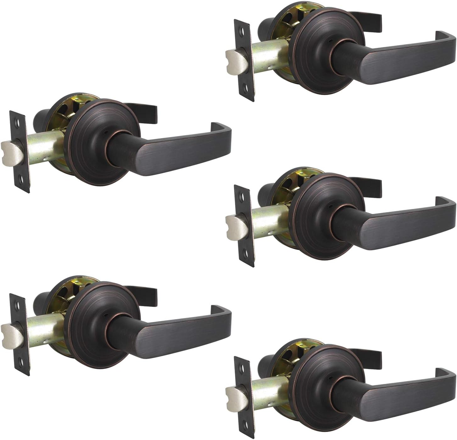 Probrico Contemporary Oil Rubbed Bronze Passage Door Levers, Non