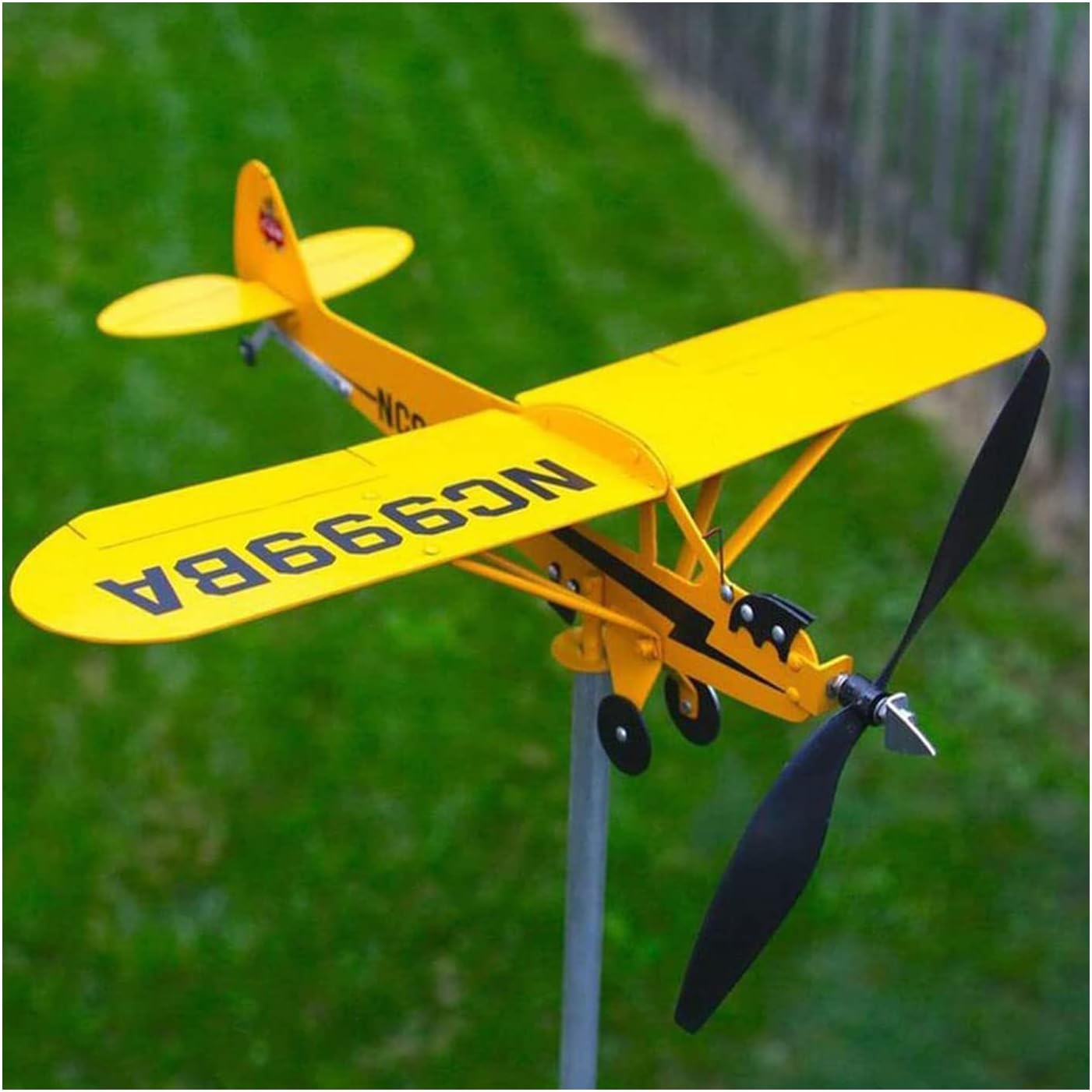 Weathervanes - Piper J3 Cub Airplane Weathervane, 2023 Newest 3D Unique Airplane Wind Spinner Metal Weathervane Windmill, Magical Metal Weather Vane for Garden Patio Decor, Gifts for Flight Lovers (20x18cm)