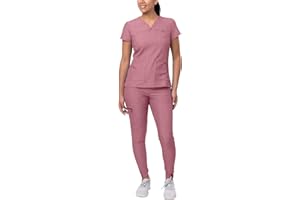 ADAR UNIFORMS Adar Pro Movement Booster Scrub Set For Women - Sweetheart V-Neck Scrub Top & Yoga Jogger Scrub Pants