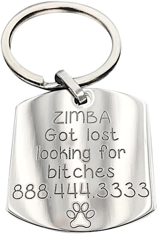 BlueSkyCreations Got Lost Looking for Bitches Pet ID Tag Square Custom Pet ID Tag Dog Tag