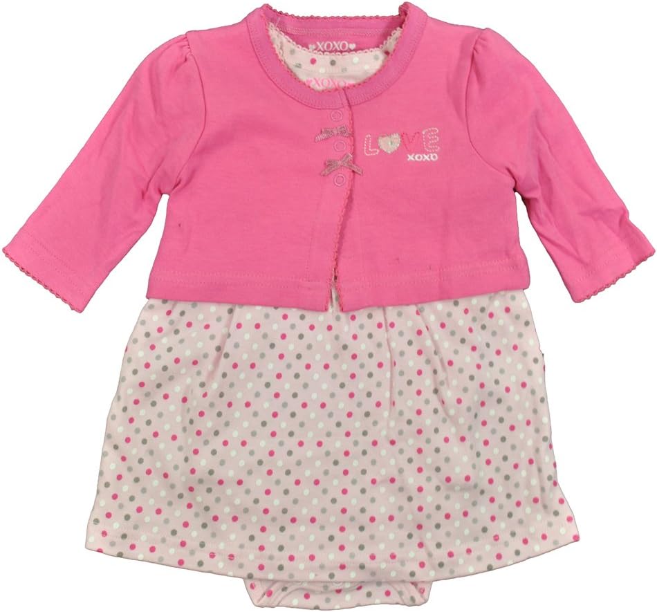 XOXO Baby Newborn Girls Pink Multi Combo 3Pc Dress Set
