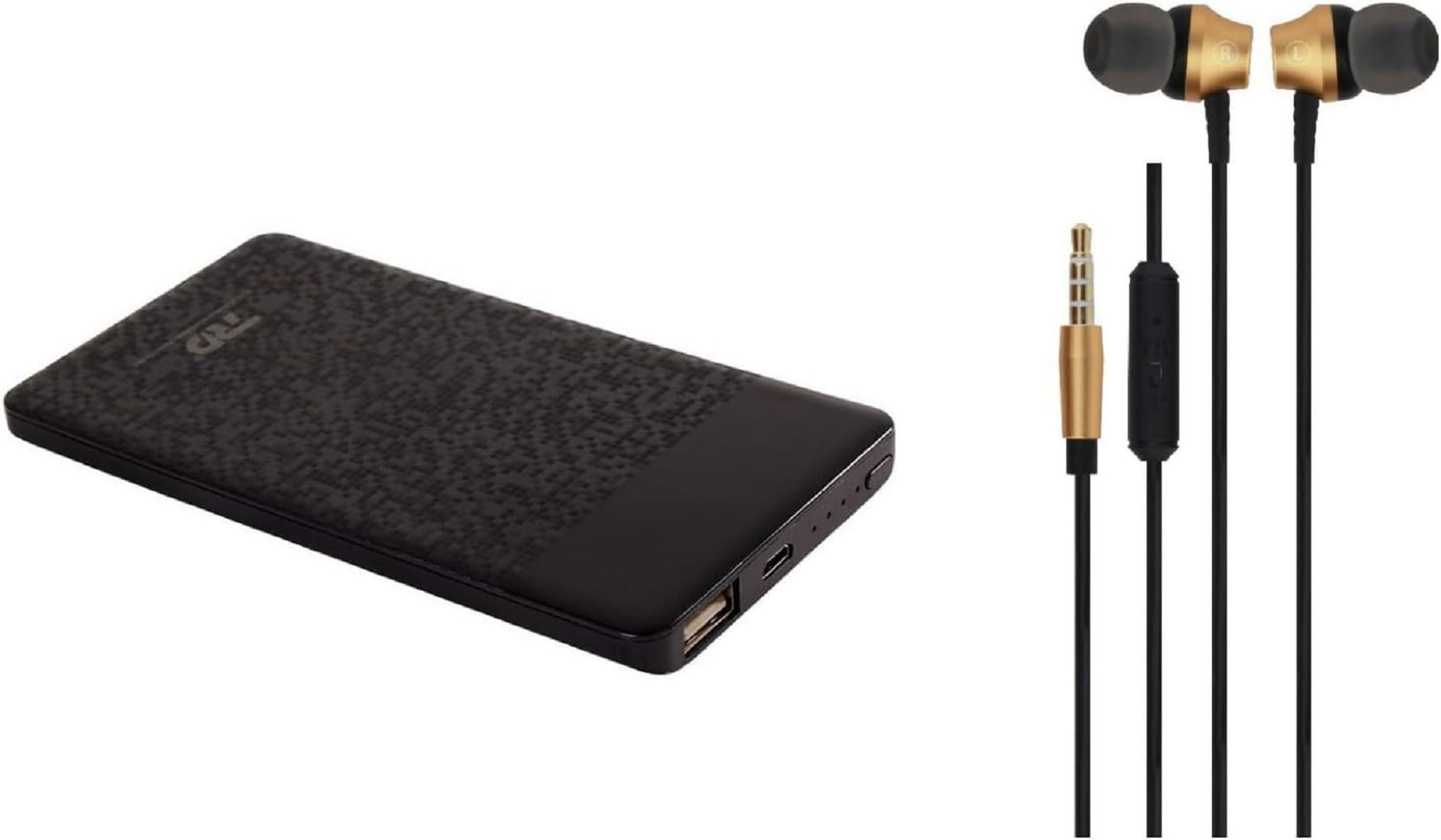 Paras Trading co RD Combo of 6000mAh Power Bank and Universal Earphone (Black)