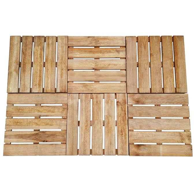 vidaXL 8x Holz Terrassenfliesen Braun 50x50cm Klickfliesen Holzfliesen Fliese