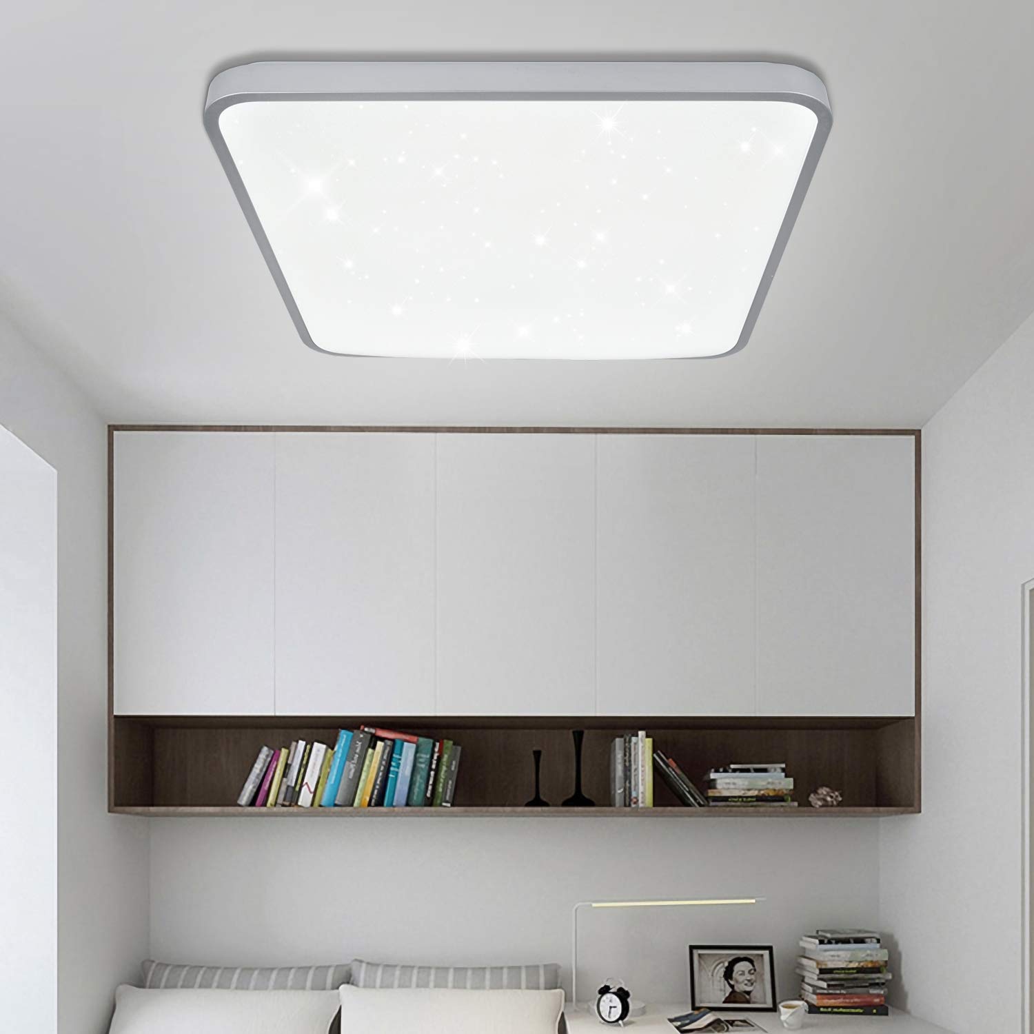 50w Led Ceiling Light Cool White Glitter Effect Silver Bath