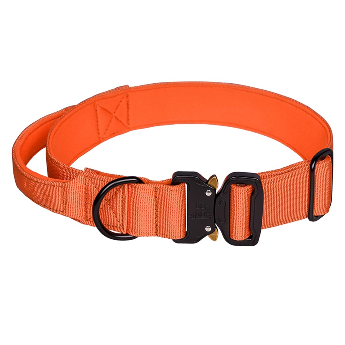 haoyueer Tactical Dog Collar, Adjustable Military Training Nylon Dog Collar with Control Handle and Heavy Metal Buckle for Medium and Large Dogs (L, Orange)