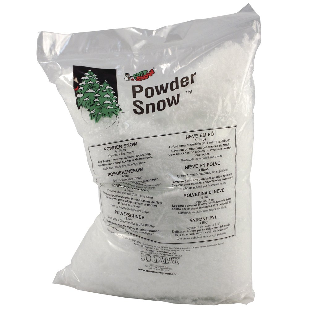 Rayher Artificial Snow for Crafts, Baubles and Decoration, White Display Powder Flakes, Fake Snow, 4l, 3960000