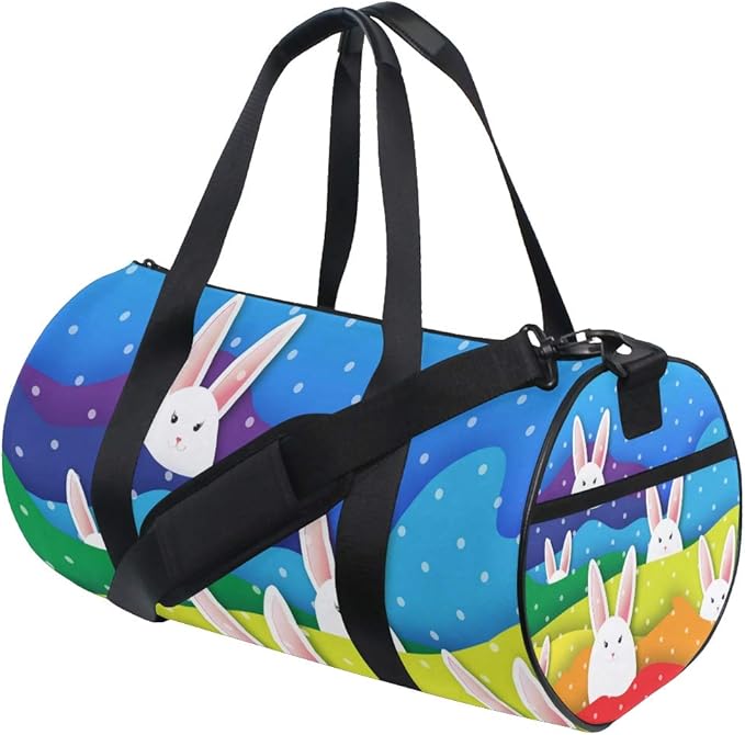 Colorful Rainbow Duffel Bag, Canvas Travel Bag for Gym