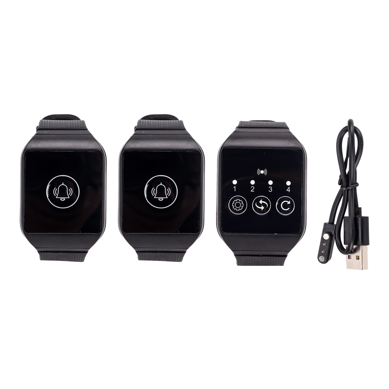 Wireless Wrist Pager, 433.92MHz Watch Caregiver Call Button System, IPX7 Waterproof Restaurant Paging System in Home Nurse Alert Pager Personal Help Alert (2 for 1)