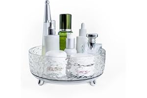 MSJGA Makeup Perfume Organizer Tray 360 Degree Rotating Lazy Susan,Makeup Brush Holder and Skincare & Cosmetics Storage with Large Capacity for Vanity,Bathroom Countertop