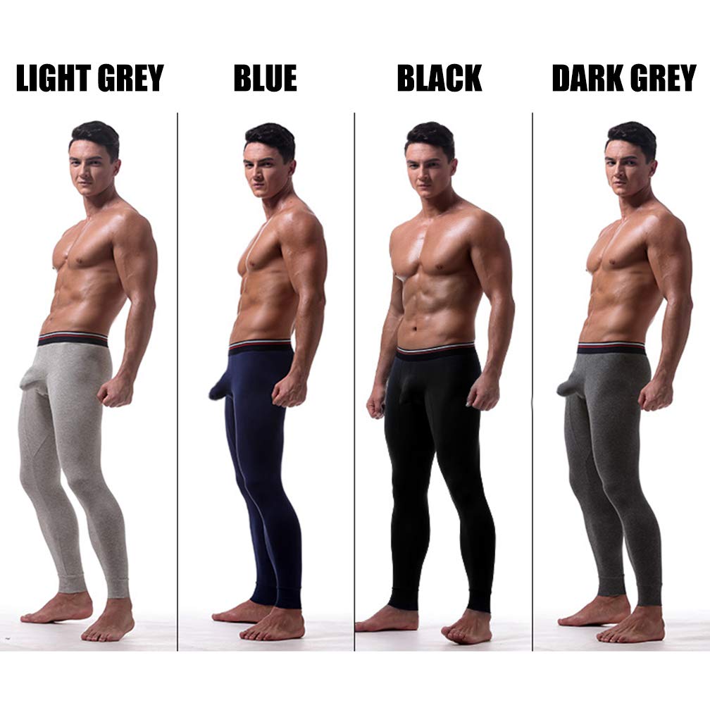 Ouruikia Mens Thermal Underwear Thermal Bottoms Cotton Thermal Pants