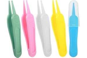 LARREL 5 Pcs Nose Cleaning Tweezers, 5 Colors Baby Nose Picker with Round Plastic Head for Babys Care Comfortable Effective Noses Picker Tool Baby for Cleaning Ear Canals Nasal Umbilical Dirt