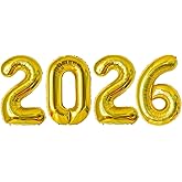 2026 Number Balloons,40inch 2026 Gold Number Balloons for New Year Eve Festival Party Supplies Graduation Decorations