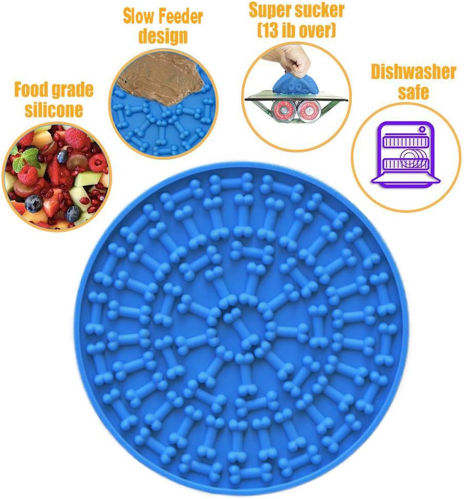 RYPET Pad for Dog Lick 2PCS - Dog Washing Distraction Device, Slow Eating Dog Mat with Super Suction for Pet Bathing, Grooming, and Dog Training